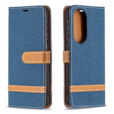 Leather Case Stands Flip Cover Holder B16F for Huawei P50e Blue