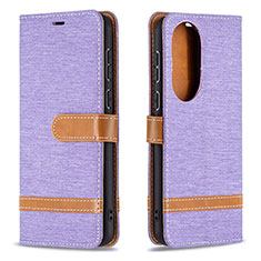 Leather Case Stands Flip Cover Holder B16F for Huawei P50e Clove Purple