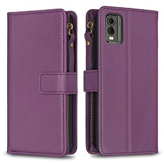 Leather Case Stands Flip Cover Holder B16F for Nokia C210 Purple