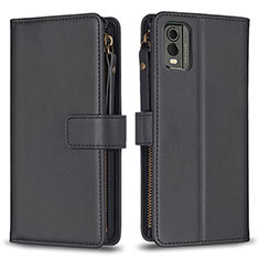 Leather Case Stands Flip Cover Holder B16F for Nokia C32 Black