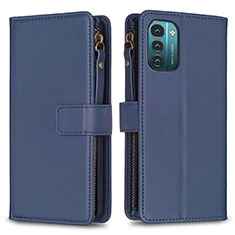 Leather Case Stands Flip Cover Holder B16F for Nokia G11 Blue