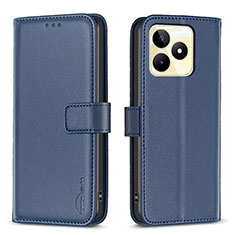 Leather Case Stands Flip Cover Holder B16F for Realme C53 Blue