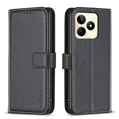 Leather Case Stands Flip Cover Holder B16F for Realme C53 India Black