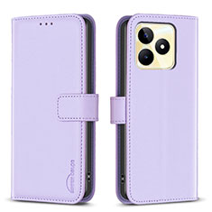 Leather Case Stands Flip Cover Holder B16F for Realme C53 India Clove Purple