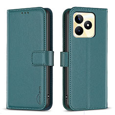 Leather Case Stands Flip Cover Holder B16F for Realme C53 India Green