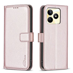 Leather Case Stands Flip Cover Holder B16F for Realme C53 Pink