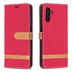 Leather Case Stands Flip Cover Holder B16F for Samsung Galaxy A04s Red