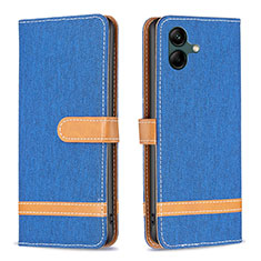 Leather Case Stands Flip Cover Holder B16F for Samsung Galaxy A05 Blue