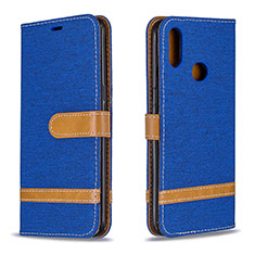 Leather Case Stands Flip Cover Holder B16F for Samsung Galaxy A10s Blue