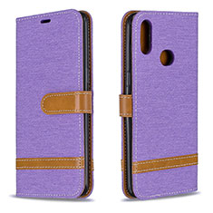 Leather Case Stands Flip Cover Holder B16F for Samsung Galaxy A10s Clove Purple