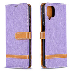 Leather Case Stands Flip Cover Holder B16F for Samsung Galaxy A12 Clove Purple