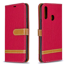 Leather Case Stands Flip Cover Holder B16F for Samsung Galaxy A20s Red