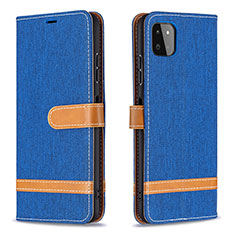 Leather Case Stands Flip Cover Holder B16F for Samsung Galaxy A22s 5G Blue