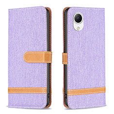 Leather Case Stands Flip Cover Holder B16F for Samsung Galaxy A23 5G SC-56C Clove Purple