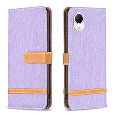 Leather Case Stands Flip Cover Holder B16F for Samsung Galaxy A23e 5G Clove Purple