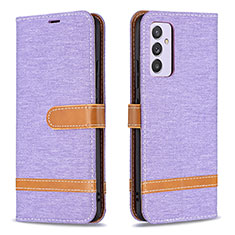 Leather Case Stands Flip Cover Holder B16F for Samsung Galaxy A24 4G Clove Purple