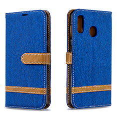 Leather Case Stands Flip Cover Holder B16F for Samsung Galaxy A30 Blue