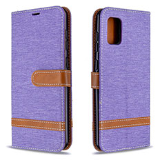 Leather Case Stands Flip Cover Holder B16F for Samsung Galaxy A31 Clove Purple