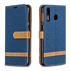 Leather Case Stands Flip Cover Holder B16F for Samsung Galaxy A40s Navy Blue