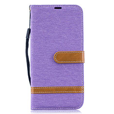 Leather Case Stands Flip Cover Holder B16F for Samsung Galaxy A50 Clove Purple