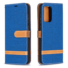 Leather Case Stands Flip Cover Holder B16F for Samsung Galaxy A52 4G Blue