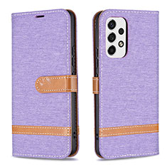 Leather Case Stands Flip Cover Holder B16F for Samsung Galaxy A53 5G Clove Purple