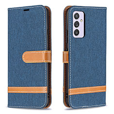 Leather Case Stands Flip Cover Holder B16F for Samsung Galaxy A54 5G Navy Blue