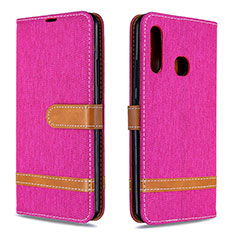 Leather Case Stands Flip Cover Holder B16F for Samsung Galaxy A70E Hot Pink