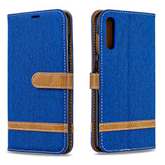 Leather Case Stands Flip Cover Holder B16F for Samsung Galaxy A70S Blue