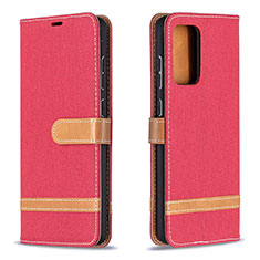 Leather Case Stands Flip Cover Holder B16F for Samsung Galaxy A72 4G Red