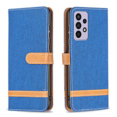 Leather Case Stands Flip Cover Holder B16F for Samsung Galaxy A73 5G Blue