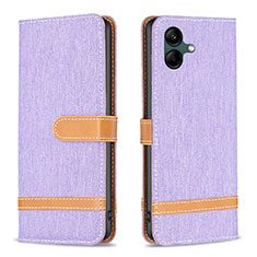 Leather Case Stands Flip Cover Holder B16F for Samsung Galaxy F04 Clove Purple