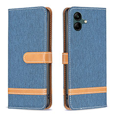 Leather Case Stands Flip Cover Holder B16F for Samsung Galaxy F04 Navy Blue