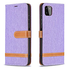 Leather Case Stands Flip Cover Holder B16F for Samsung Galaxy F42 5G Clove Purple