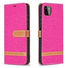 Leather Case Stands Flip Cover Holder B16F for Samsung Galaxy F42 5G Hot Pink