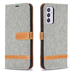 Leather Case Stands Flip Cover Holder B16F for Samsung Galaxy F54 5G Gray