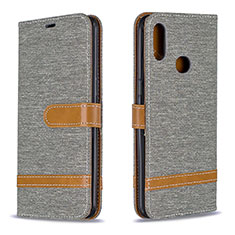 Leather Case Stands Flip Cover Holder B16F for Samsung Galaxy M01s Gray