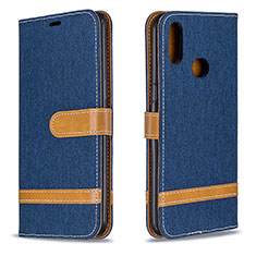 Leather Case Stands Flip Cover Holder B16F for Samsung Galaxy M01s Navy Blue