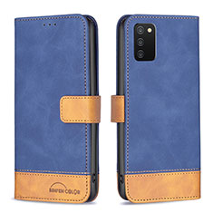 Leather Case Stands Flip Cover Holder B16F for Samsung Galaxy M02s Blue