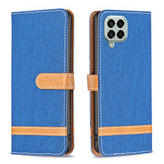 Leather Case Stands Flip Cover Holder B16F for Samsung Galaxy M33 5G Blue
