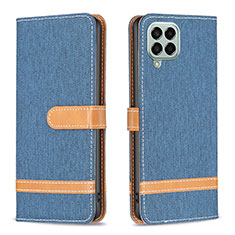 Leather Case Stands Flip Cover Holder B16F for Samsung Galaxy M33 5G Navy Blue