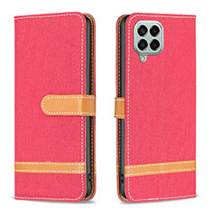 Leather Case Stands Flip Cover Holder B16F for Samsung Galaxy M33 5G Red