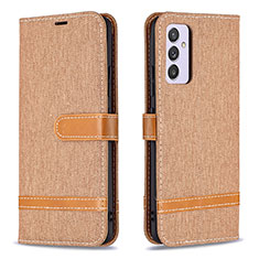 Leather Case Stands Flip Cover Holder B16F for Samsung Galaxy M34 5G Gold