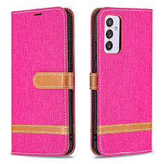 Leather Case Stands Flip Cover Holder B16F for Samsung Galaxy M34 5G Hot Pink