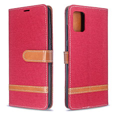 Leather Case Stands Flip Cover Holder B16F for Samsung Galaxy M40S Red