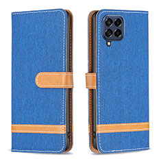 Leather Case Stands Flip Cover Holder B16F for Samsung Galaxy M53 5G Blue