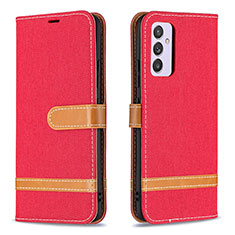 Leather Case Stands Flip Cover Holder B16F for Samsung Galaxy M54 5G Red