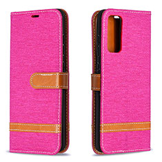 Leather Case Stands Flip Cover Holder B16F for Samsung Galaxy S20 FE 4G Hot Pink