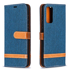 Leather Case Stands Flip Cover Holder B16F for Samsung Galaxy S20 FE 4G Navy Blue