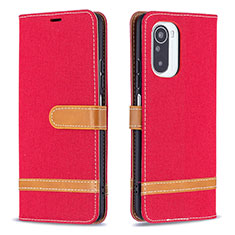 Leather Case Stands Flip Cover Holder B16F for Xiaomi Mi 11i 5G Red